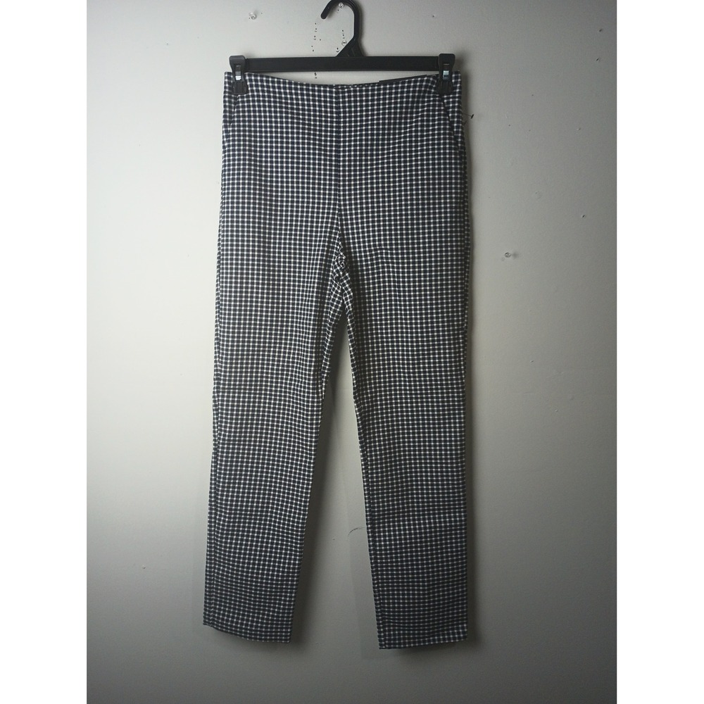 Massimo Fabbro Italy Gingham Check Tailored Pants Navy White Modern Fit‎ Size 6